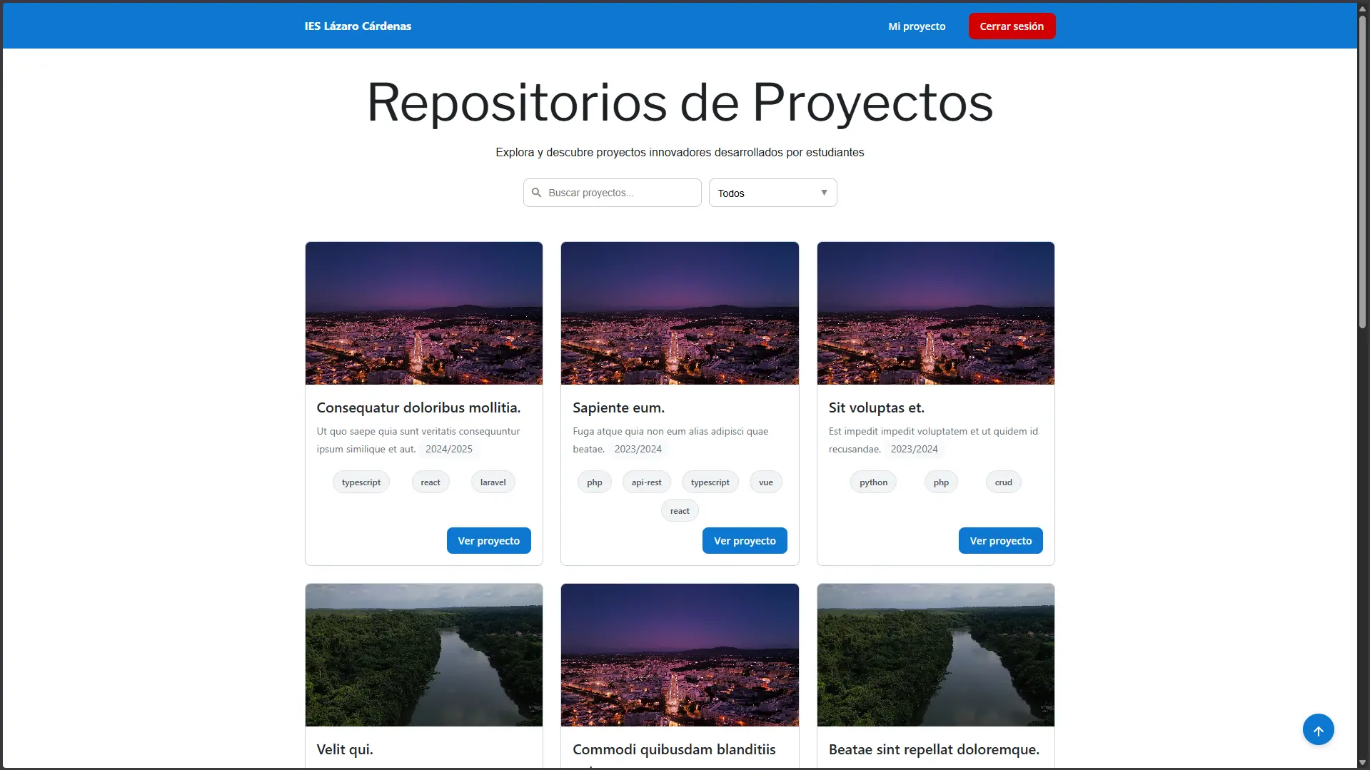 Captura de pantalla del proyecto Project Hub